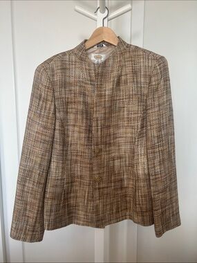 Talbots Womens Tweed Jacket in Brown and Beige